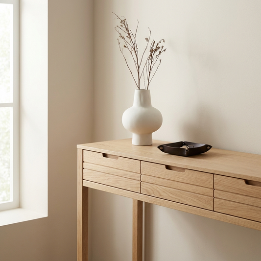 Minimalist Nordic storage console table with drawers